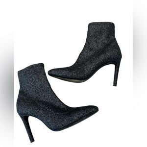 Guiseppe Zanotti Elegant Black Glitter Metallic  Ankle Boots Size 38